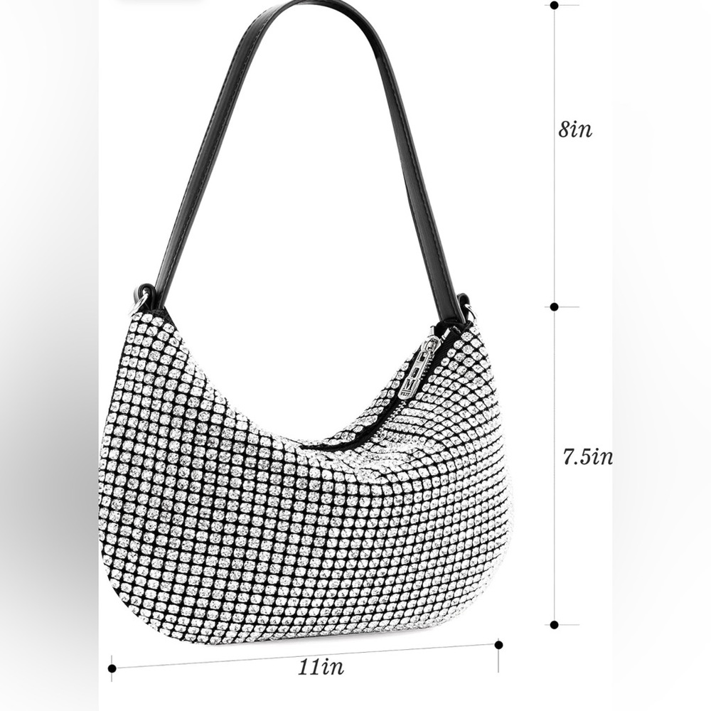 💎Bling Rhinestone💎Half-moon Shoulder Bag - Picture 2 of 8